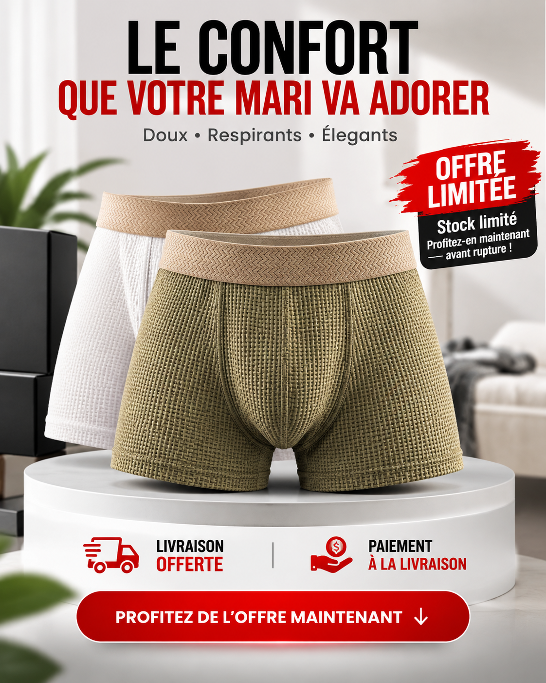 Boxers ultra-absorbants pour hommes – Confort au quotidien